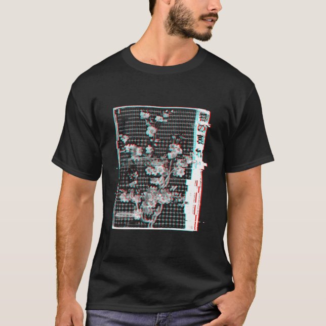 Mono No Medveten Japansk Glitch Otaku Vaporvawe T Shirt (Framsida)