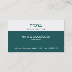 Mono Teal & White, Affärskort Visitkort