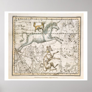 Monoceros, från "A Celestial Atlas", pub. 1822 Poster