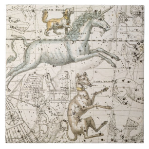 Monoceros från "en himmelsk kartbok", pub. i 1822 kakelplatta