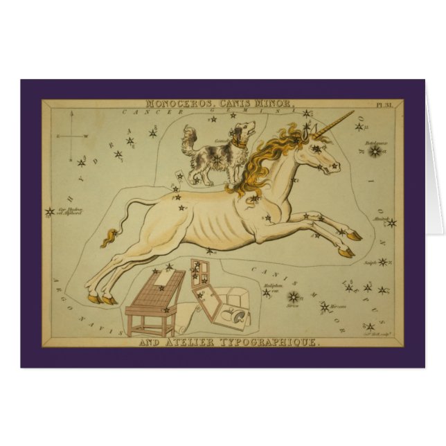 Monoceros (Unicorn) konstellation Hälsningskort (Framsidan Horizontal)