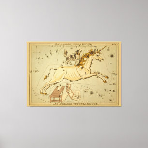 Monoceros - Vintagens astronomiska stjärndiagram Canvastryck