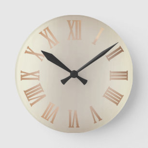 Monochrom Glitter Bronze Sepia Ombre Minimal Black Rund Klocka