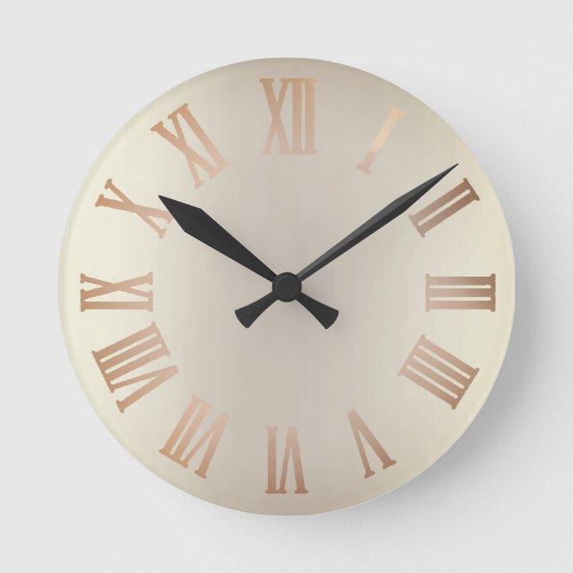 Monochrom Glitter Bronze Sepia Ombre Minimal Black Rund Klocka (Framsida)