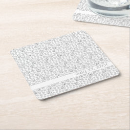 Monochromatic Black Geometric Swirls Pattern Underlägg Papper Kvadrat