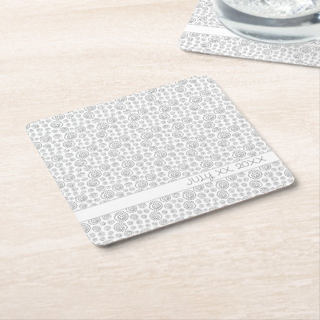 Monochromatic Black Geometric Swirls Pattern Underlägg Papper Kvadrat (Vinklad)