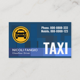 Monochromatic Blue City Skyline Silhouette Taxi Visitkort
