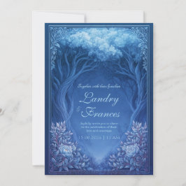 Monochromatic Blue Enchanted Forest Wedding Inbjudningar