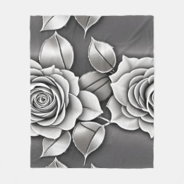 Monochromatic Dark Gray Roses  Fleecefilt