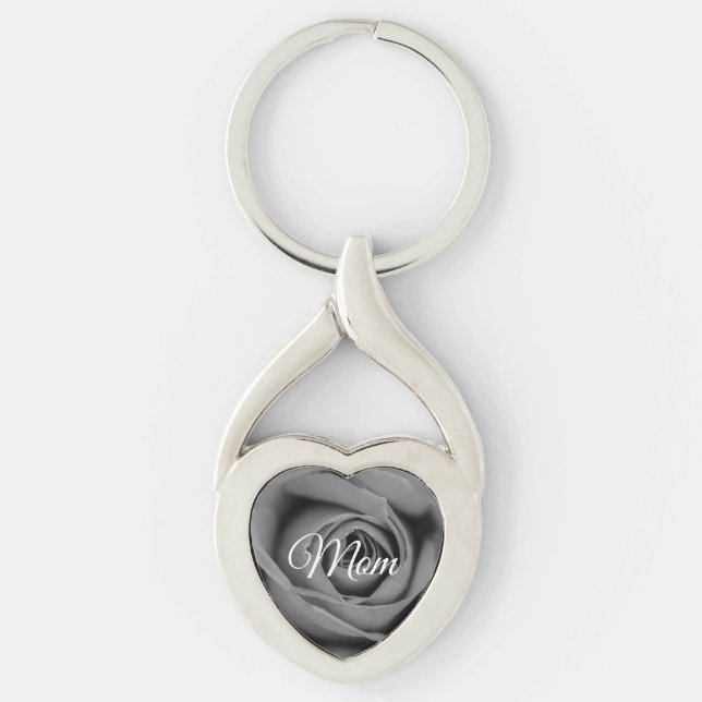 Monochromatic mammarometall Keychain Twisted Heart Silverfärgad Nyckelring (Framsidan)