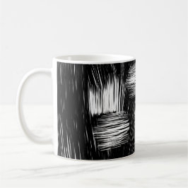 Monochrome Abstract Hatch Texture Kaffemugg