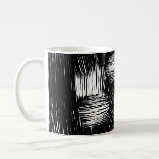 Monochrome Abstract Hatch Texture Kaffemugg