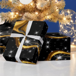 Monochrome Abstract Opulence: High-End Gold Textur Presentpapper