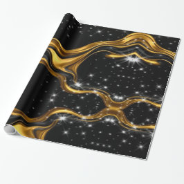 Monochrome Abstract Opulence: High-End Gold Textur Presentpapper