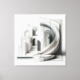 Monochrome Architectural Flow Canvastryck