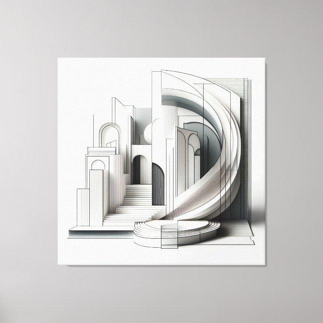 Monochrome Architectural Flow Canvastryck (Framsida)