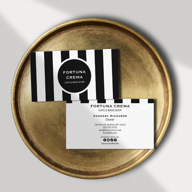 Monochrome Black & White Stripes Classic Marketing Visitkort (Skapare uppladdad)