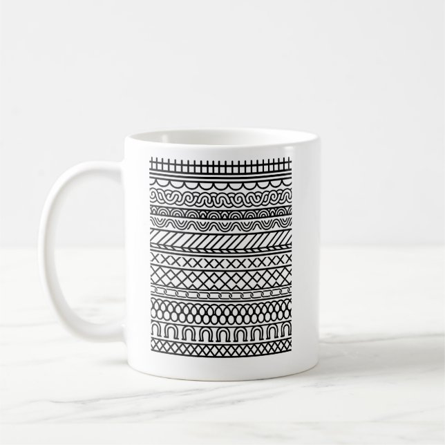 Monochrome Boho Knit Sampler | Tribal Geometric Te Kaffemugg (Vänster)