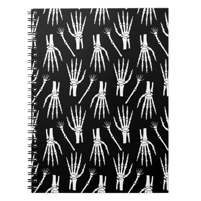 Monochrome Bones Halloween Mönster Anteckningsbok (Framsidan)