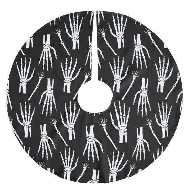Monochrome Bones Halloween Mönster Julgransmatta Borstad Polyester (Framsidan)