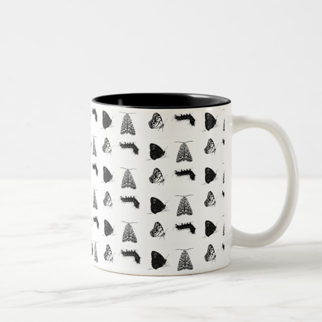 Monochrome Butterfly Mug Två-Tonad Mugg (Höger)