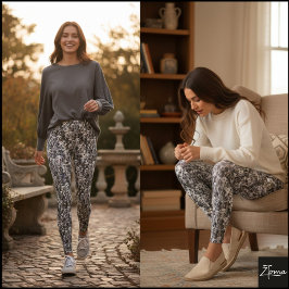 Monochrome Crowded Dog Face Breed Pattern Leggings