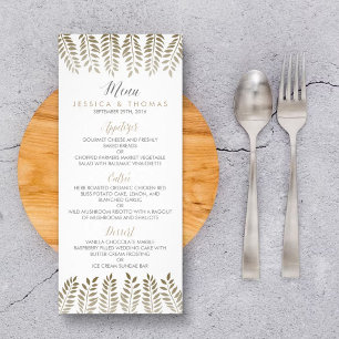 Monochrome Fern Woodland Bröllop Menu Reklamkort