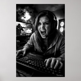 Monochrome Frenzy Gamer Portrait Poster