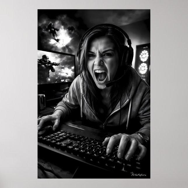 Monochrome Frenzy Gamer Portrait Poster (Framsidan)