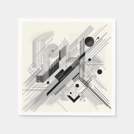 Monochrome Geometric Linework Pappersservett