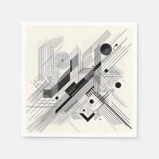 Monochrome Geometric Linework Pappersservett