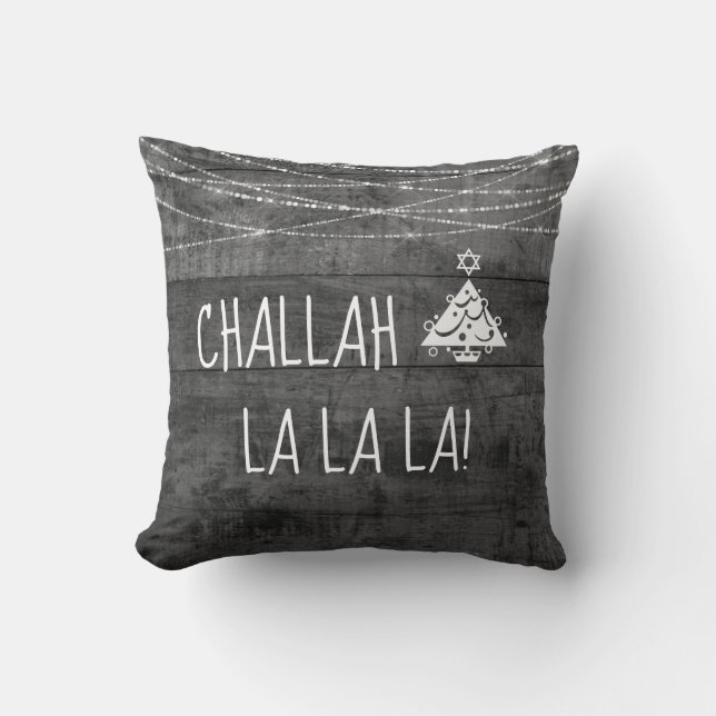 Monochrome Grått Challah La La Chrismukah Icon Kudde (Framsida)