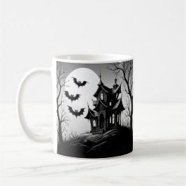 Monochrome Haunted House Mug Kaffemugg