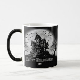 Monochrome Haunted House Mug  Magisk Mugg