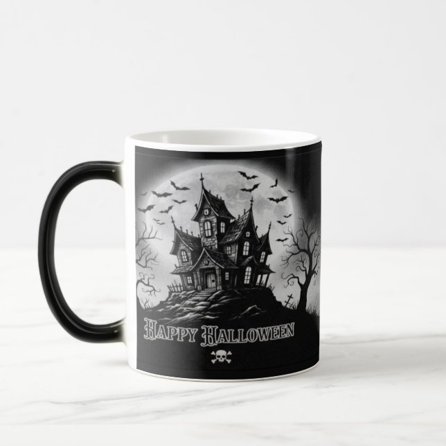 Monochrome Haunted House Mug  Magisk Mugg (Vänster)