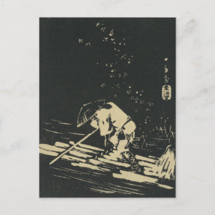 Monochrome Japansk Ukiyo-e Vykort