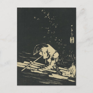 Monochrome Japansk Ukiyo-e Vykort