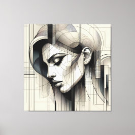 Monochrome Line Portrait Canvastryck