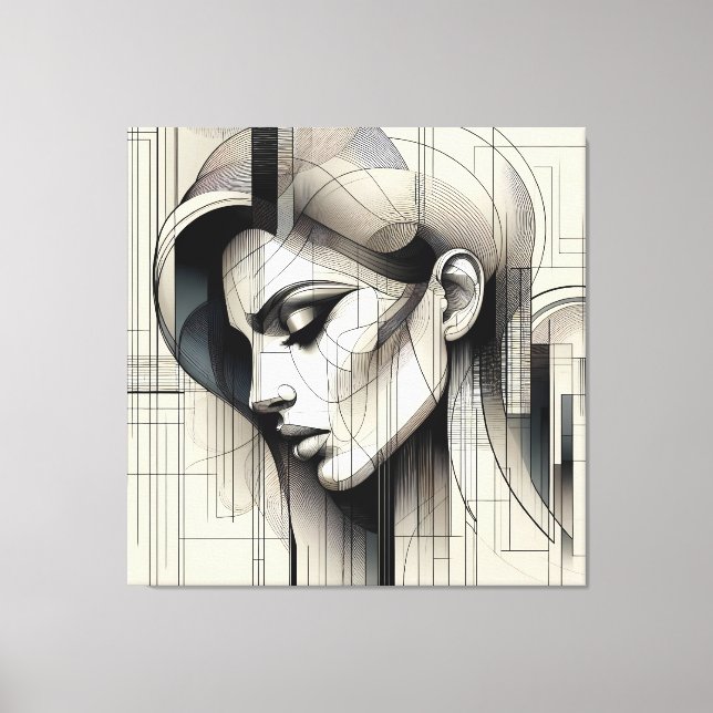 Monochrome Line Portrait Canvastryck (Framsida)
