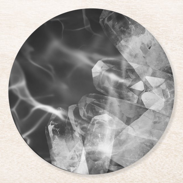 Monochrome modern coaster underlägg papper rund (Framsidan)