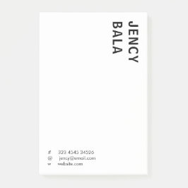 Monochrome Modern Minimal Black White Design Post-it Block