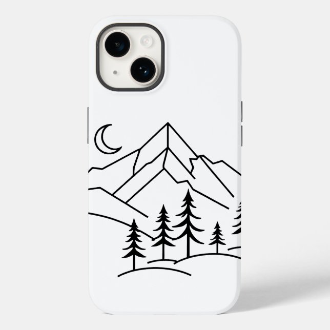 Monochrome Mountain and Pine Forest Phone Case (Baksida)