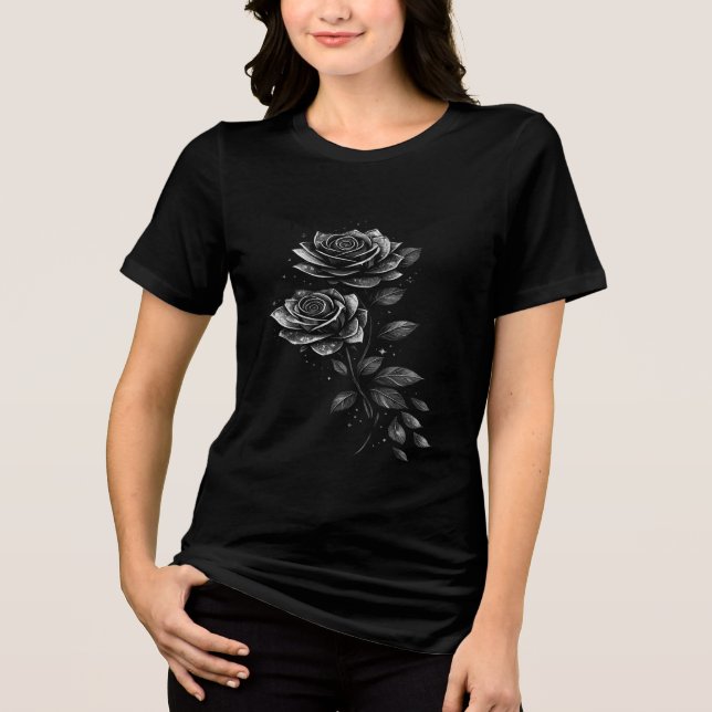 Monochrome Rose Floral T-Shirt (Framsida)