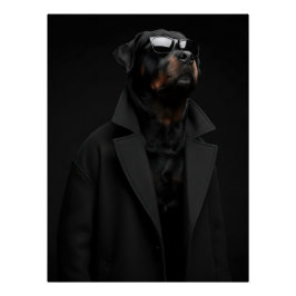 Monochrome Rottweiler Portrait – Dark Minimalist Perfect Poster