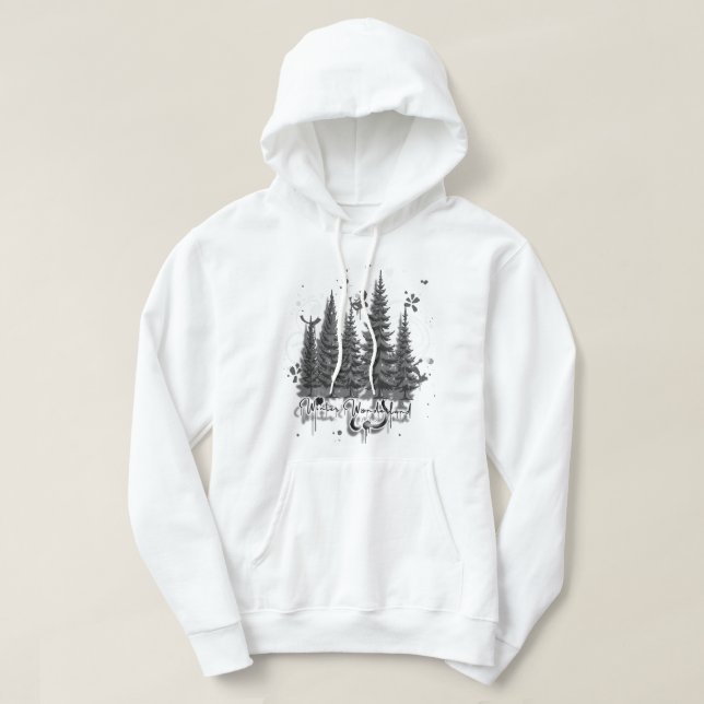 Monochrome Shadows: 3D Winter Wonderland Graffiti  Hoodie (Design framsida)