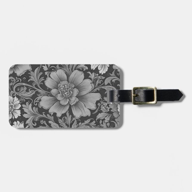 Monochrome Vintage Floral Pattern  Bagagebricka (Horisontell Framsida)