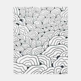 Monochrome Wave Pattern, Modern Abstract Line Art Fleecefilt