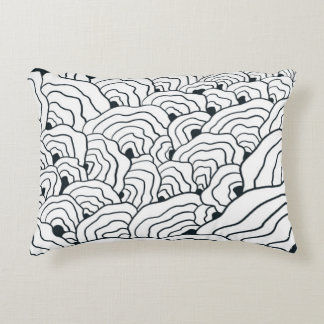 Monochrome Wave Pattern, Modern Abstract Line Art Prydnadskudde