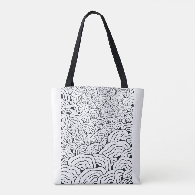 Monochrome Wave Pattern,  Modern Abstract Line Art Tygkasse (Baksida)
