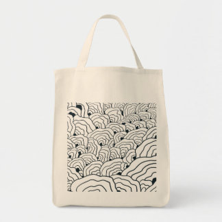 Monochrome Wave Pattern, Modern Abstract Line Art Tygkasse